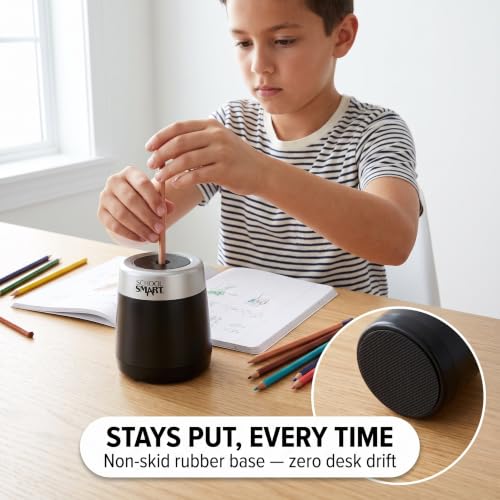 Casafoyer Electric Pencil Sharpener for Classroom, Heavy Duty, Auto Stop, Vertical Design, Black and Gray, 6 x 4 Inches, 2 Units