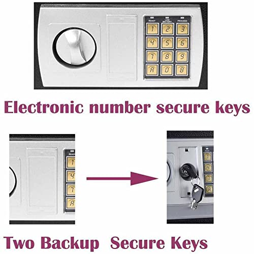 TBLOTYD Security Steel Digital Electronic Security Safe Box with 2 Keys, Wall-Mounted Deposit Box Safe for Home Office Hotel School/Black/8.5L ，Black-8.5L