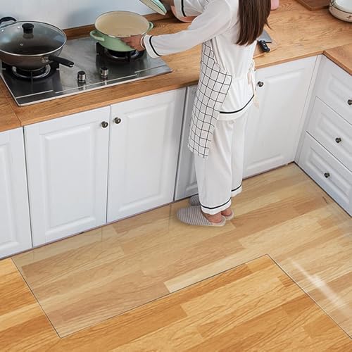 Clear Office Chair Mats, 0.06" Thick Transparent Heavy Duty Hard Chair Mat for Wood Floors, Rectangular Home Carpet Protector, Can Be Cut