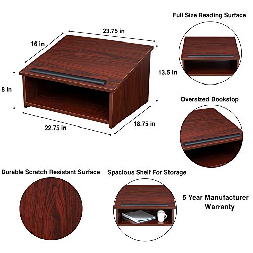 OEF Furnishings CoreSlate Series Commercial-Grade Tabletop Lectern with Storage Shelf (Mahogany, High-Pressure Laminate Top)