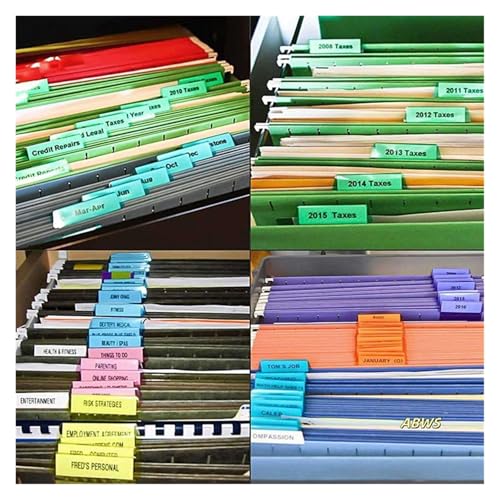 File Folder Tabs 240 Pcs 2 Inch Hanging Folder Tabs and 120 Grids Inserts for Quick Identification of Files File