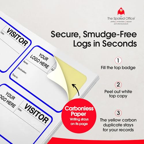 The Spoiled Office Custom Blue Logo Visitor Sign in Book, Non Expiring