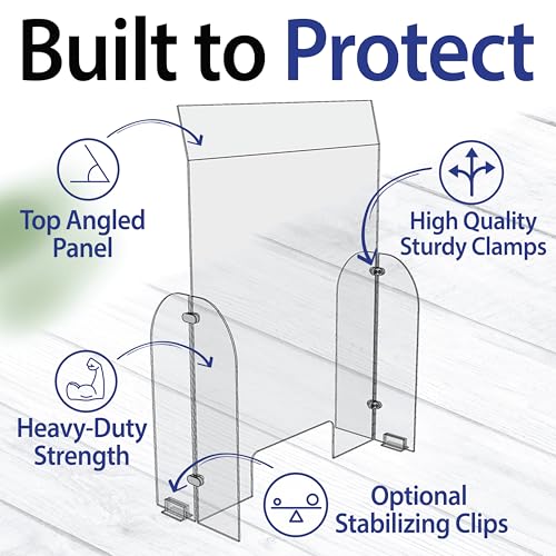 Plexiglass Sneeze Guard Barrier Screen with Angled Top and Transaction Cutout for Counter 30" x 42", Office, Desk, Table, Reception - Protects from Coughing and Sneezing