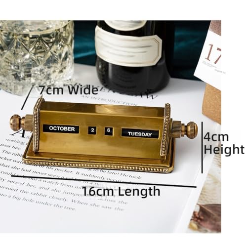 Handmade Brass Perpetual Calendar Desk Decor, Vintage Manual Flip Calendar for Office