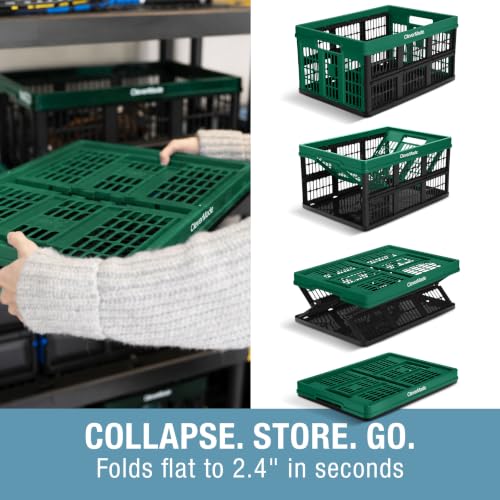 CleverMade Collapsible Utility Crates For Storage, 45L 3 Pack, Forest