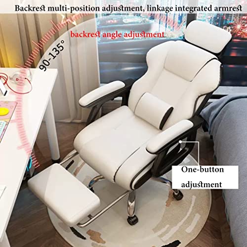 GIZNXBA Office Chair with Foot Rest Desk Office Chair Big High Back Task Chairs with Arms PU Leather Computer Chair Managerial Executive Swivel Chair with Lumbar Suppor (Color : /Brown)