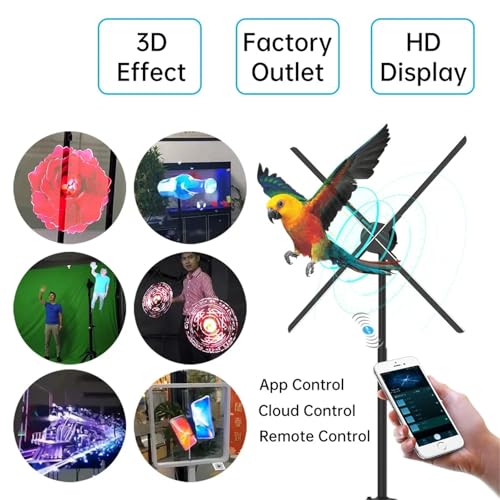 UHD Naked-Eye 3D Holographic Projector Hologram Player LED Fan Stereoscopic Display Imaging Advertising Light Decoration(65cm 1280LED)