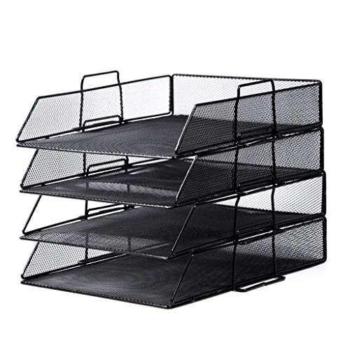 PMFNVXUW Stackable Mesh Tray Desktop Organizer Document Letter Paper File Sorter，Office and Home, Black