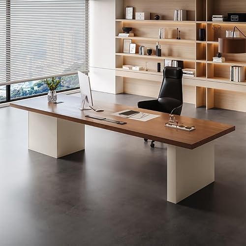 Home Office Desks Minimalist Solid Wood Small Boss Office Desk, Modern Young Manager's Office Single Desk, White Table Legs Furniture, Suitable For Work And Study Computer Table Desk(220x80x75cm)