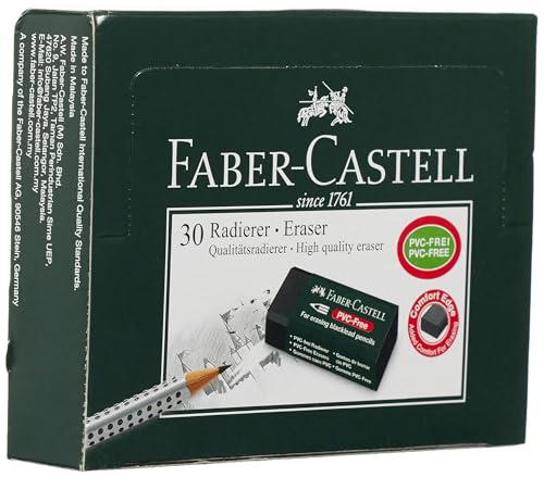 Faber-Castell 7089 Black Eraser, Set of 30
