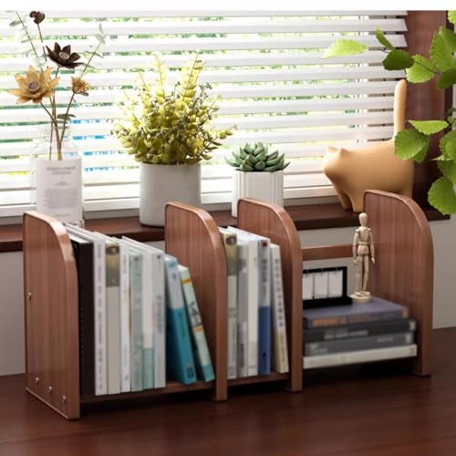 Bookshelf Stretchable Freestanding Bookshelf, Bamboo Desktop Organizer, for Office Books Supplies Accessories Storage Display Rack for Living Room Home Office