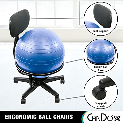 CanDo Metal Ball Chair Inflatable Ergonomic Active Seating Exercise Ball Chair with Air Pump for Home, Office, and Classroom