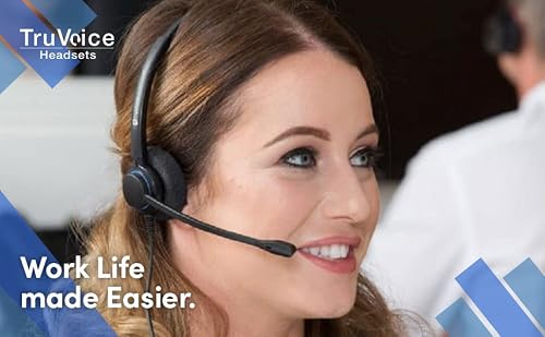 TruVoice HD-150 USB Proffesional Headset for The Office or Call Center – Works with All VoIP Phone Systems – Noise Canceling Microphone and HD Speakers