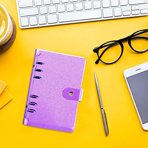 QERTYHKK 3 Pieces A6 PVC 6- Binder Notebook Cover with Snap Button Closure Loose Leaf Folder for Journal Planner Office Stationery