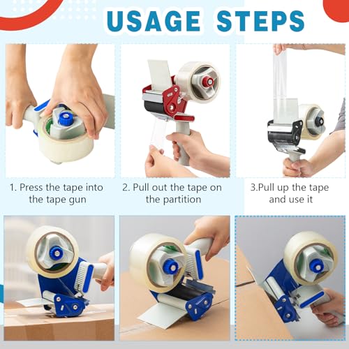 WILLBOND 3 Inch Wide Tape Gun, 12 Pack, Red,Blue,Black