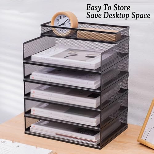 File Classification Organizer, Desktop File Organizer, 4/5-Layer Paper Sorter, Desktop Student Bookshelf, Paper Locker for Home, Classroom, Office, School(Green,5tier)