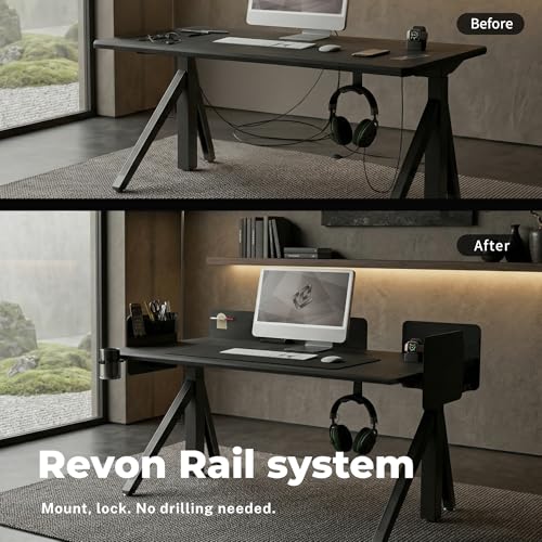 Dezctop Revon Pro Adjustable Standing Desk, 59x27.6in, Black Ash