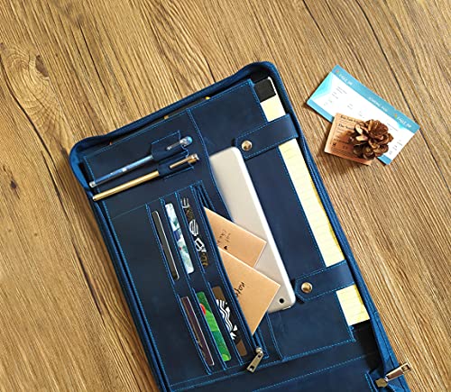 Business 7 Ring Check Book Binder, 600 Checks Capacity for 9" x 13" Sheets Check Holder, Leather Portfolio Storage Organizer for Men, Engraving Logo