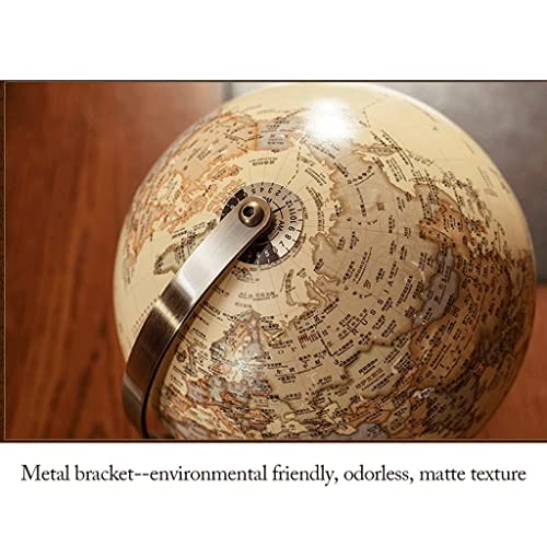 POCHY Practical Globe Illuminated World Globes Raised Relief Geographic Globes Learning Educational Globe Wooden Base Globes for Home Decoration Beautifully Decor
