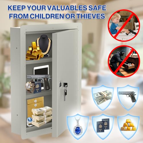 POCHAR In Wall Safe Lock Box with Disguise Sticker for Home, Office