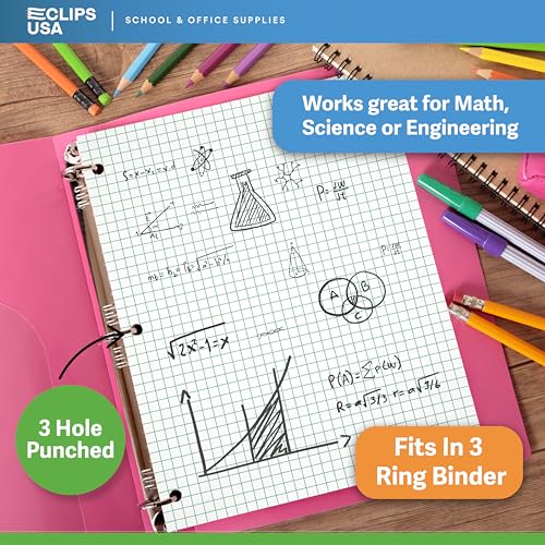 Graph Paper Loose Leaf Paper Quad Ruled Notebook Paper Quad Ruled 4” x 4” Square Lined Writing Filler Paper 10.5” x 8” 900 Sheets 150 Sheets Per Pack 60 gsm (6 Pack)