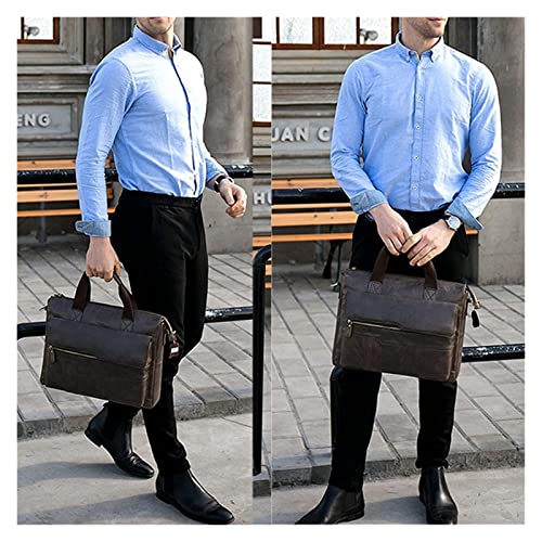 XIADENGLAN Leather Briefcase 14" Laptop Handbag Crossbody Bag Travel Office rk Satchel Business Messenger Shoulder(Gray)