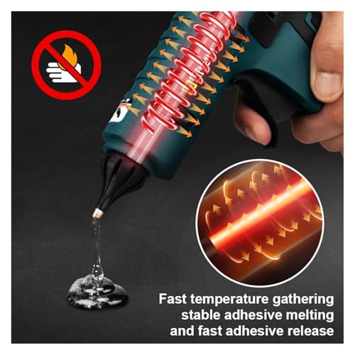LIBODD Hot Glue Gun Electric Hot Glue Gun Cordless Heat Gun Battery Hot Silicone Gun DIY Hand Tool for 18V Battery with 10 Hot Melt Adhesive for DIY Arts, Crafts and Quick Repairs(2 x Battery Set)