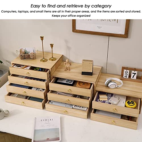 EliteBloom Desk Organizer - Desk Storage Box with Drawers, Office Supply Storage Box,Cajón Organizador De Escritorio De Madera Maciza,Gabinete De Escritorio,A-3 Drawer