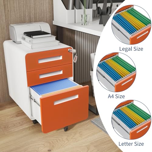 TrailBlaze 3-Drawer Mobile Metal File Cabinet with Lock, Fully Assembled