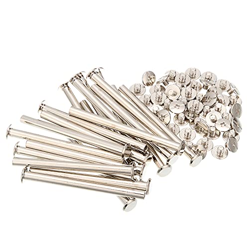 CekoCk 200pcs Nickel Plated Binding Rivet Screw M5 Chicago Screws for Photo Album Book Leather Craft Belt Wallet Mounting (Color : As Show, Size : 12mm)