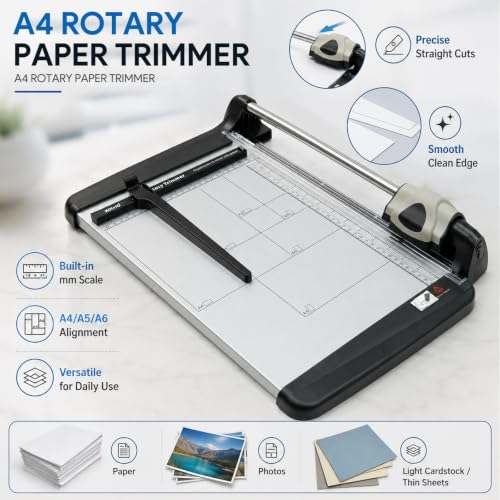Rotary Paper Cutter, 15-Sheet A4 Paper Trimmer 360mm for Commercial Use