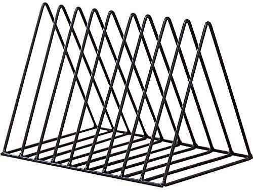 XIADENGLAN Large Capacity Bookshelf Iron Geometry Newspapers and Magazines Storage Rack Home Decor Shelf-Black