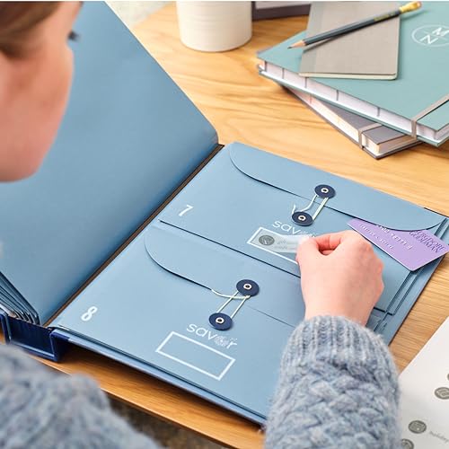 The Folio® Important Document Organizer by Savor | Binder with Guided Labels, Acid-Free File Folder Organizer with 10 Pockets, Document Holder for Home Records, Legal and Medical Papers (Slate)