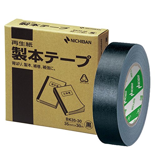 Nichiban BK35-306 Book Binding Tape, 1.4 inches (35 mm) x 99.8 ft (30 m) Roll, Commercial Use, Black