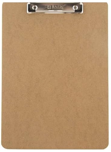 72 Pack,Standard Size Hardboard Clipboard w/Low Profile Clip