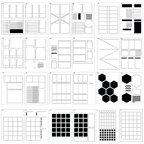 Speedy Spreads Journal Stencils (All Layouts Bundle) - x24 Planner Stencils for A5 Bullet Dot Grid Journal Notebook, Save Time on Weekly and Monthly Calendars, Habit Trackers by Sunny Streak