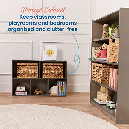 ECR4Kids Streamline 5-Compartment Storage Cabinet, 24in High, Grey Wash