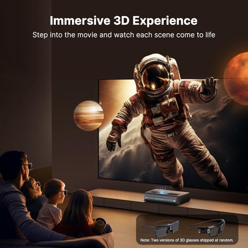 NexiGo Aurora Pro Ultra Short Throw 4K Tri-Color Laser Projector with 100" Fresnel ALR Screen and DLP Link 3D Glasses, 2400 Lumens Brightness, Dynamic Laser Dimming, 85% ALR for Clear Daylight Viewing