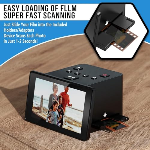 eyesen Digital Film Scanner, Slide & Negative Scanner with 5"" LCD Screen, Converts Color & B&W Negatives & Slides 35mm, 135/110 Films, Super 8 Slides to 22MP JPEG Digital Photos, Grey