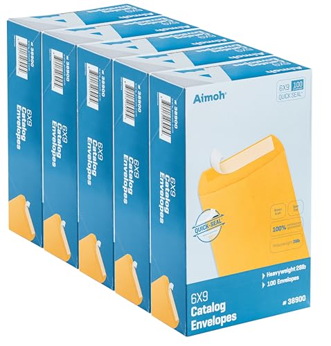 Aimoh Manilla Envelopes 6x9, Brown Kraft Catalog Self Seal Envelopes, 1,000