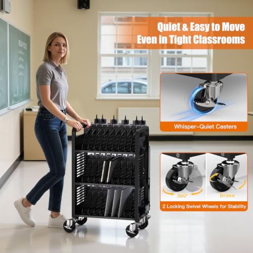 Meteteel 30 Device Open Charging Cart for Chromebook iPad Tablet Laptop