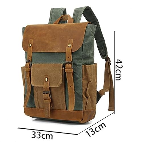 VCDUXMQLK Laptop Backpack Genuine Leather Casual Travel Daypack Hiking Bag Camping Rucksack