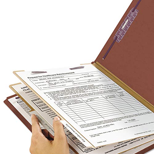 Smead 14075 Pressboard Classification Folders Self Tab Letter Six-Section Red 10/Box