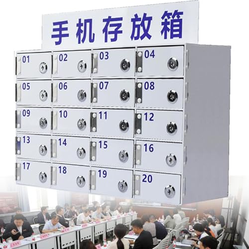 Dfdieratve Cell Phone Holder Classroom 20/30/40 Slots, Pocket Chart Cell Phones Storage Cabinet for Cell Phones, Wall-Mounted with a Locked for Classroom Office Factories,20Slot