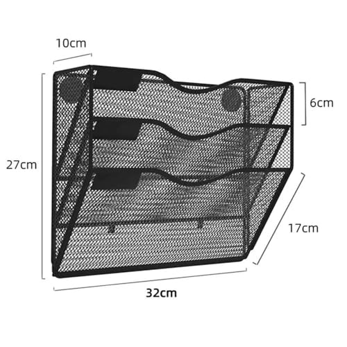 File Rack 3 Tier Magnetic File Holder No Drilling No Mounting Magazine Organizer Cabinets Mail Folder Letter Trays