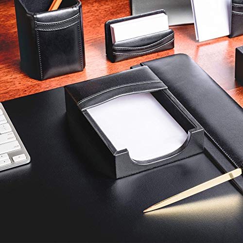 Dacasso Black Leather Memo Holder, 4-Inch by 6-Inch