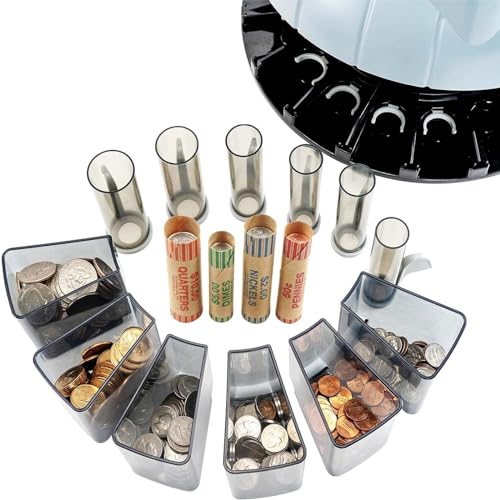 Coin Counter Machine, Electric Coin Sorting Maker with LED Display Screen, Coins Up To 216 Coins Per Minute and 300～500 Units Hopper Capacity, Simplified Control Panel, for Shop, Bank, Restaurant