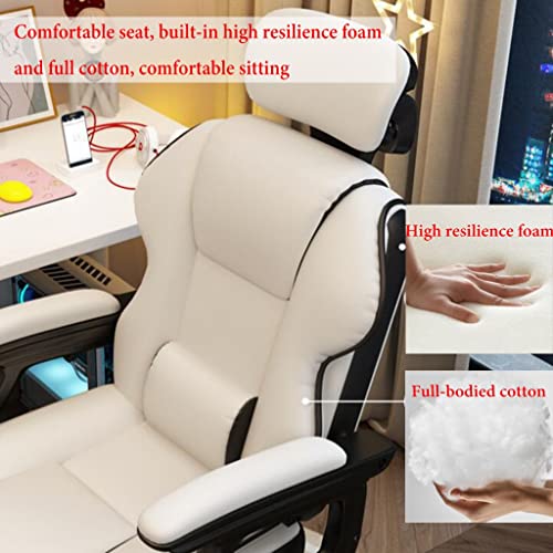 GIZNXBA Office Chair with Foot Rest Desk Office Chair Big High Back Task Chairs with Arms PU Leather Computer Chair Managerial Executive Swivel Chair with Lumbar Suppor (Color : /Brown)