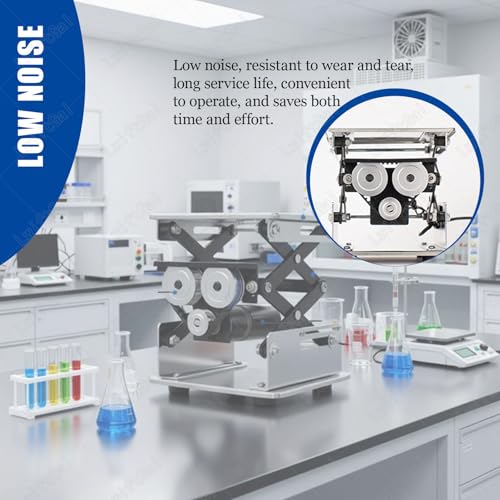 LwiftGal Electric Scissor Jack Lifting Platform, Stainless Steel Lab Lifting Table, with Remote Control, 10kg Load Capacity, Adjustable Height 200 * 200mm