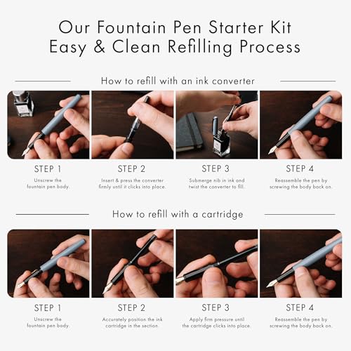Wordsworth & Black Fountain Pen Set for Beginners, Calligraphy Kit, Grey